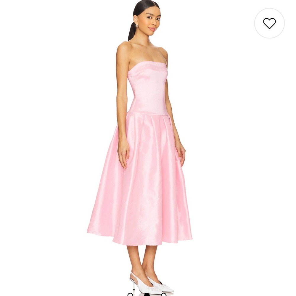 REVOLVE Pink Pleated Strapless Midi Gown w/ matching neck scarf